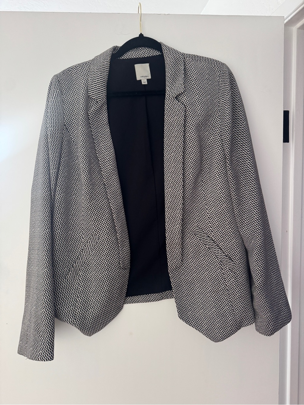Halogen Black & White Pattern Open Front Blazer | Size Large